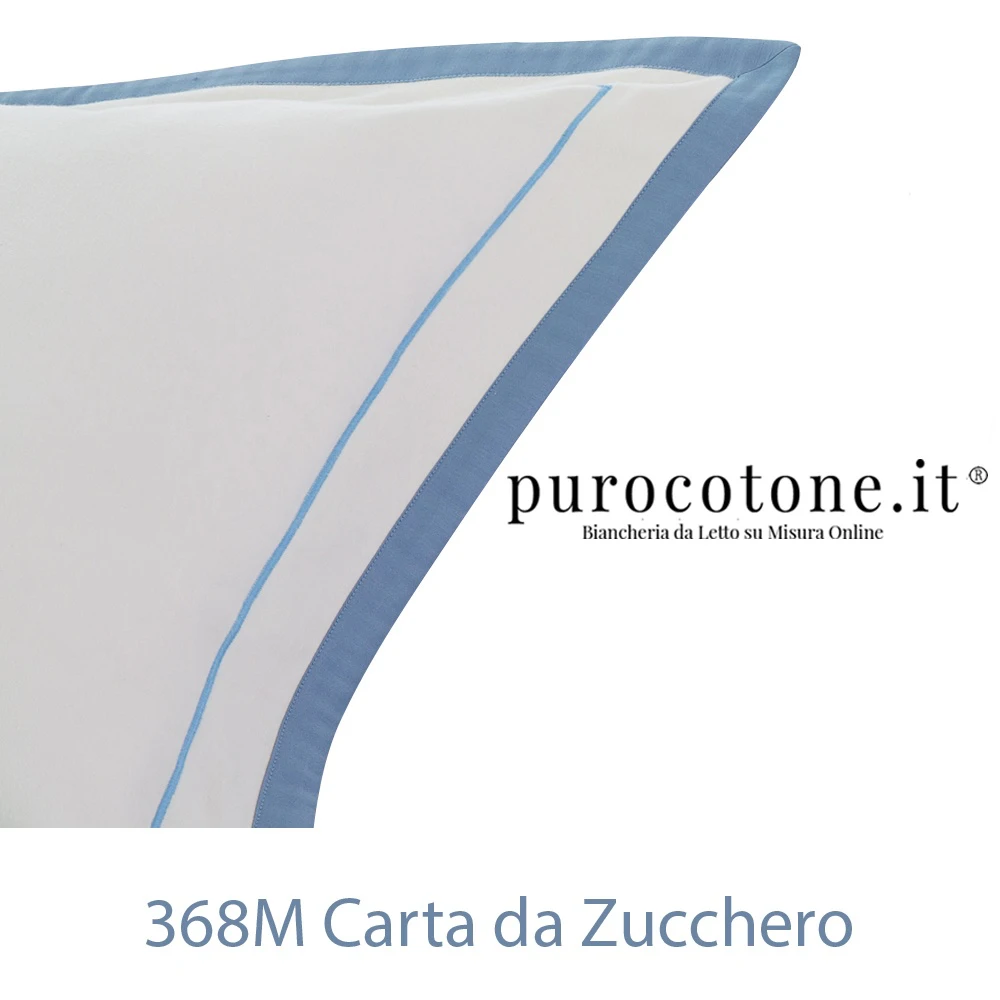 Coppia Federe - Cotone Extra Fine TC150 Nuvola Bianco con Colore Bordo Carta da Zucchero Outlet