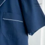 Outlet - Pigiama Corto Uomo in Raso Extra Fine di Puro Cotone TC300 325Sp Blu Scuro Minimal