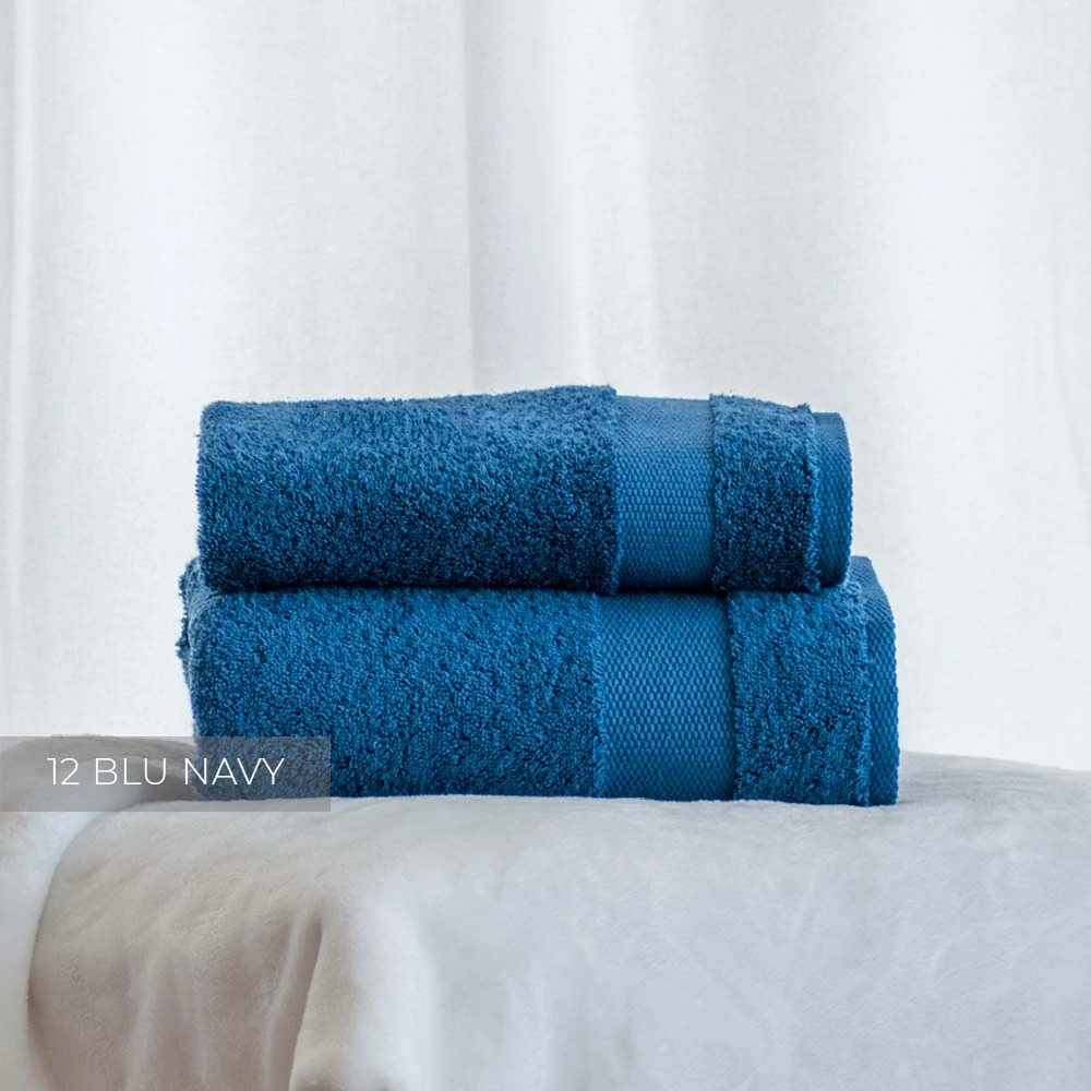 SET asciugamani con bordo GRECIA Mare marino blu in puro cotone