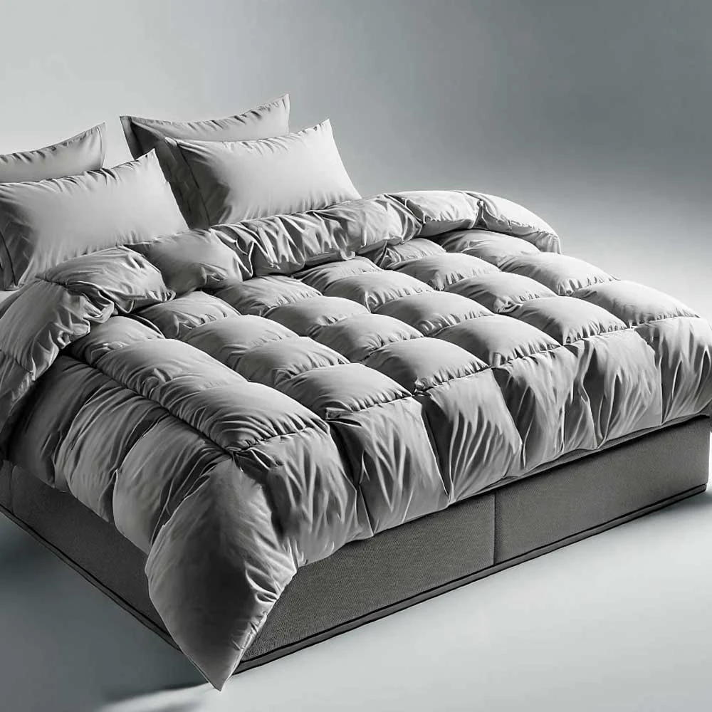 Three Geese Piumino D'Oca Queen Size 228x228 Cm - 100% Cotone, 750+ Fill Power, Imbottitura 1,7 Kg, Bianco/Aqua-Sky - 5