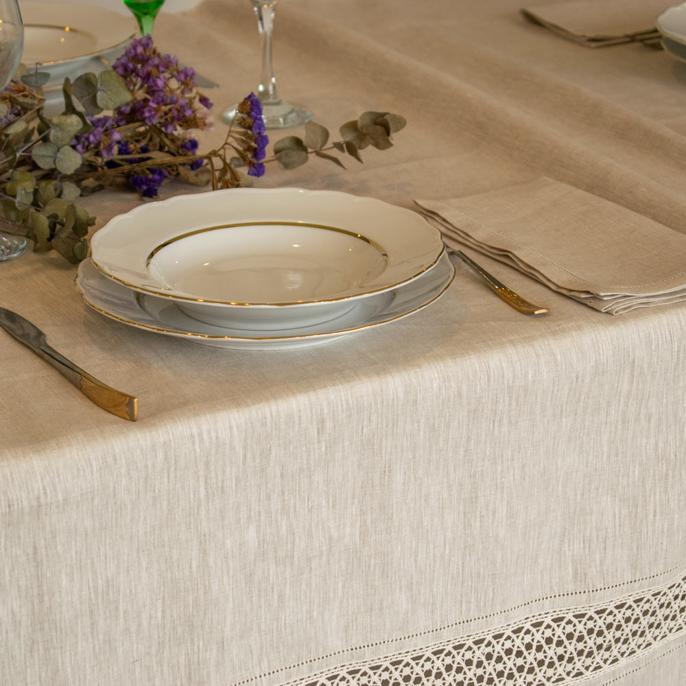 Dettaglio trama lino stone washed tovaglia Iside